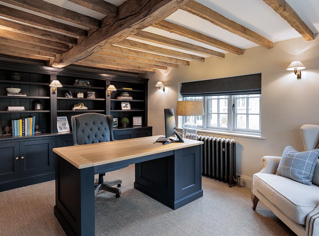 A beamed home office